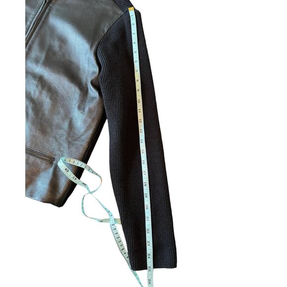 Coldwater Creek Leather and Merino‎ Wool Zip Front Jacket Black Medium - Picture 8 of 8